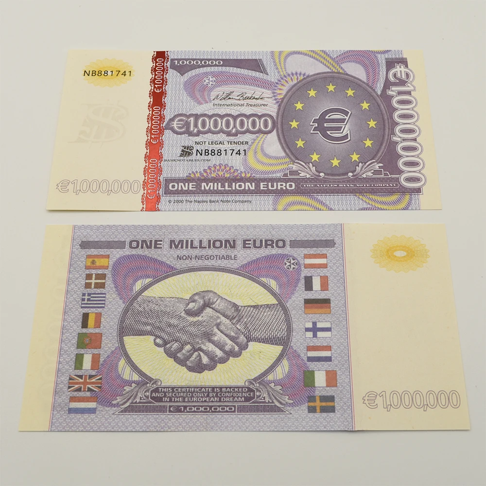 

New Million Euro Serial Banknotes with Blue Light Anti-counterfeiting Logo Fake Money Handicraft Decoration Collectible Gift