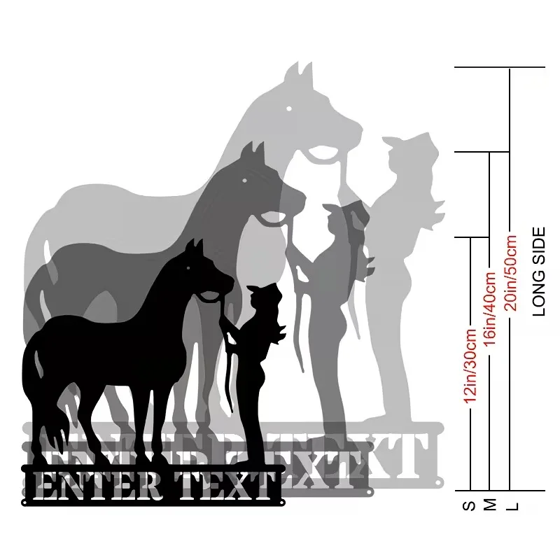 Personalized Horse and Rider Metal Wall Art - Sign for Home Decor, Horse Themed Metal Plaque, Gift for Equestrian Enthusiasts