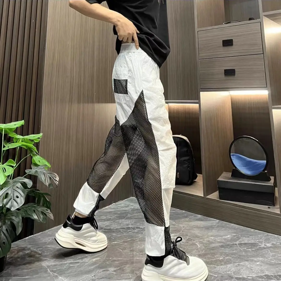 GELITAYIN Breathable Splicing บางกางเกงชายคลาสสิก Vintage Trend Streetwear Designer ราคาถูกใหม่ฤดูร้อน Men's Casual Hare