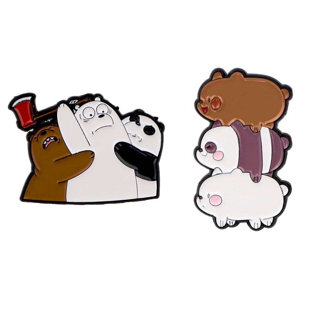 Funny Cartoon TV Show Bears Lapel Pins for Backpacks Enamel Pin Children Brooches for Clothes Briefcase Badges Jewelry