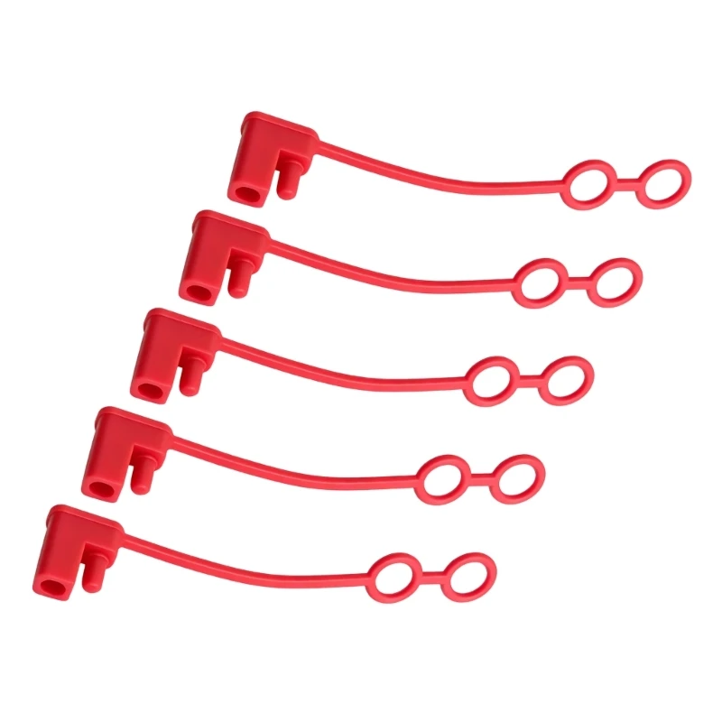 5pcs SAE Two-Pin Wiring End Cover Cap Set, Red Plastic Five-Pack for Storage W8KE