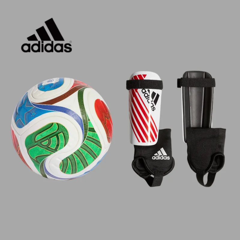 

Adidas Lawn Soccer Equipment Pack Size 5 Ball M Size Cushioned Shin Guards Recreational Playing SetJD8031+DZ2059