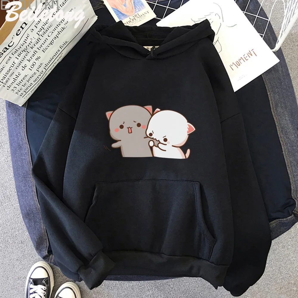 

Толстовка с капюшоном «Персик и Гома», толстовка с длинными рукавами, персиковый кот Моти, милая романтическая кавайная одежда для бойфренда, спортивная одежда в стиле Харадзюку