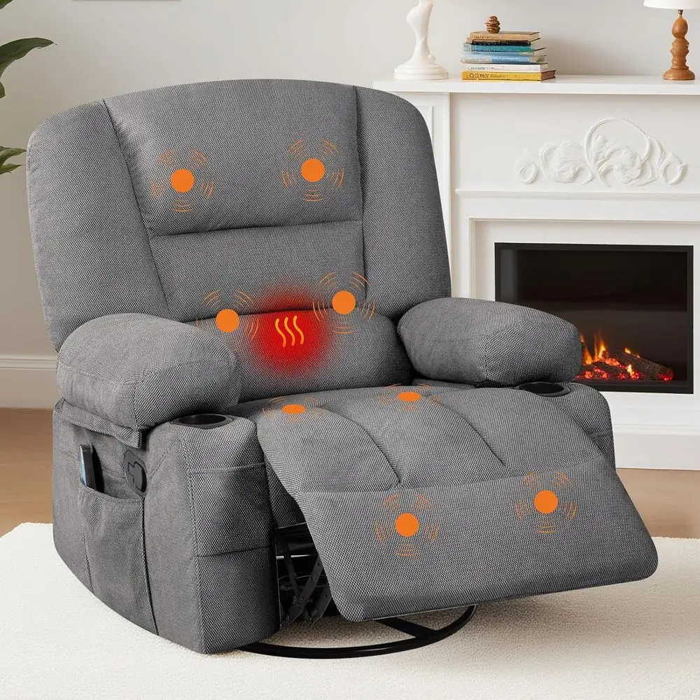 

Massage Recliner Chair or Living Room, Chenille Rocker Recliner Chair or Adults with Vibration Massage and Heat, Adjustable Home