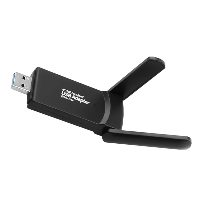 USB WIFI Adapter 2.4/5.8Ghz WiFi5 Dongle 1300Mbps Speed Fast Wireless Connection Networking Card For Multiple Devices