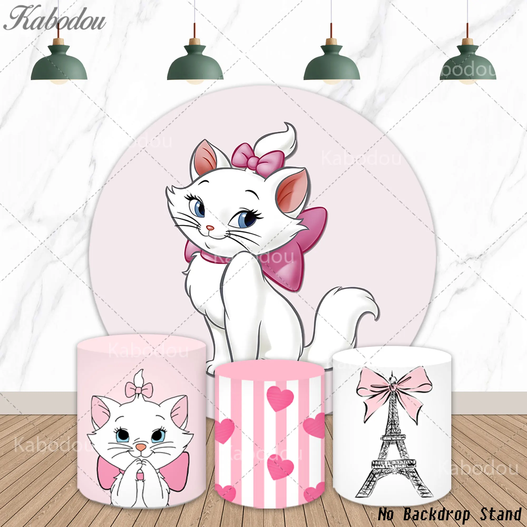 The Marie Cat Backdrop Cover Kids Girls Birthday Party Decoration Cute Photo Baby Shower Background Sweet Heart Photography Prop