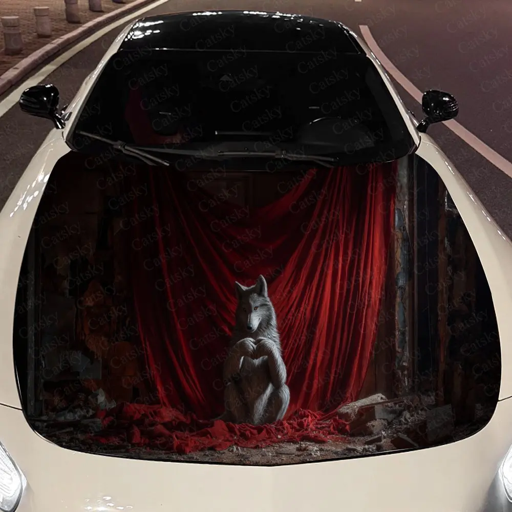 

Spellbinding Heart Wolf Auto Cover Sticker, Waterproof and Self-adhesive Auto Hood Decal, Auto Vinyl Wraps, Cool Car Exterior De