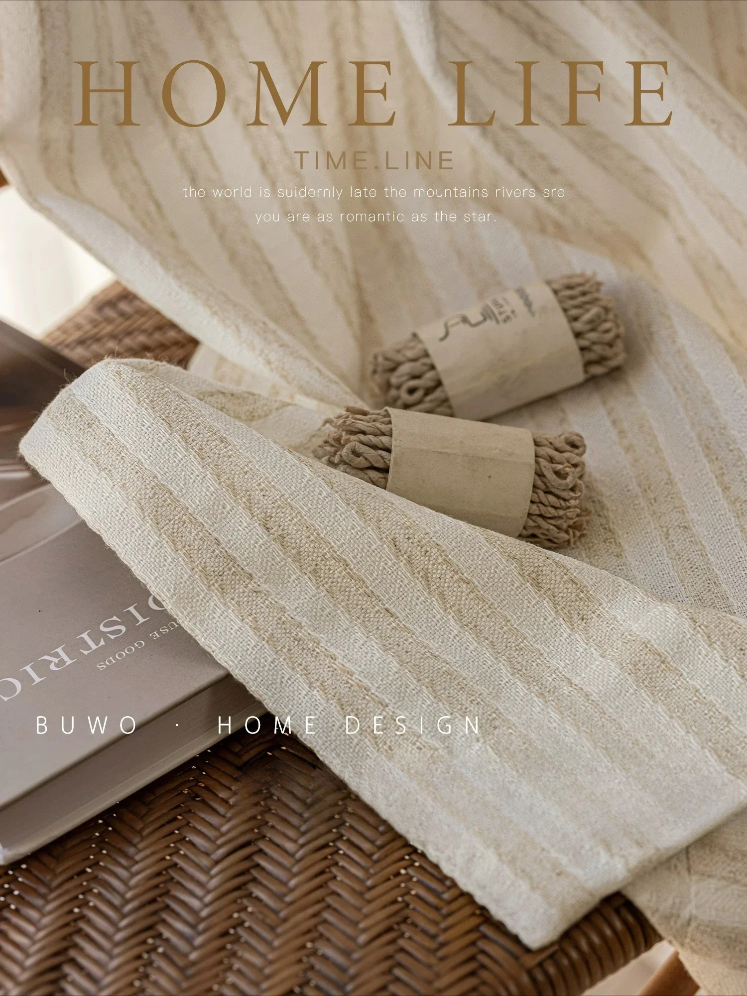 Customized Rice Fragrance Linen Fabric Curtains High‑Weight Mesh Dual‑use Modern Window Drapes for Living Dining Room Bedroom