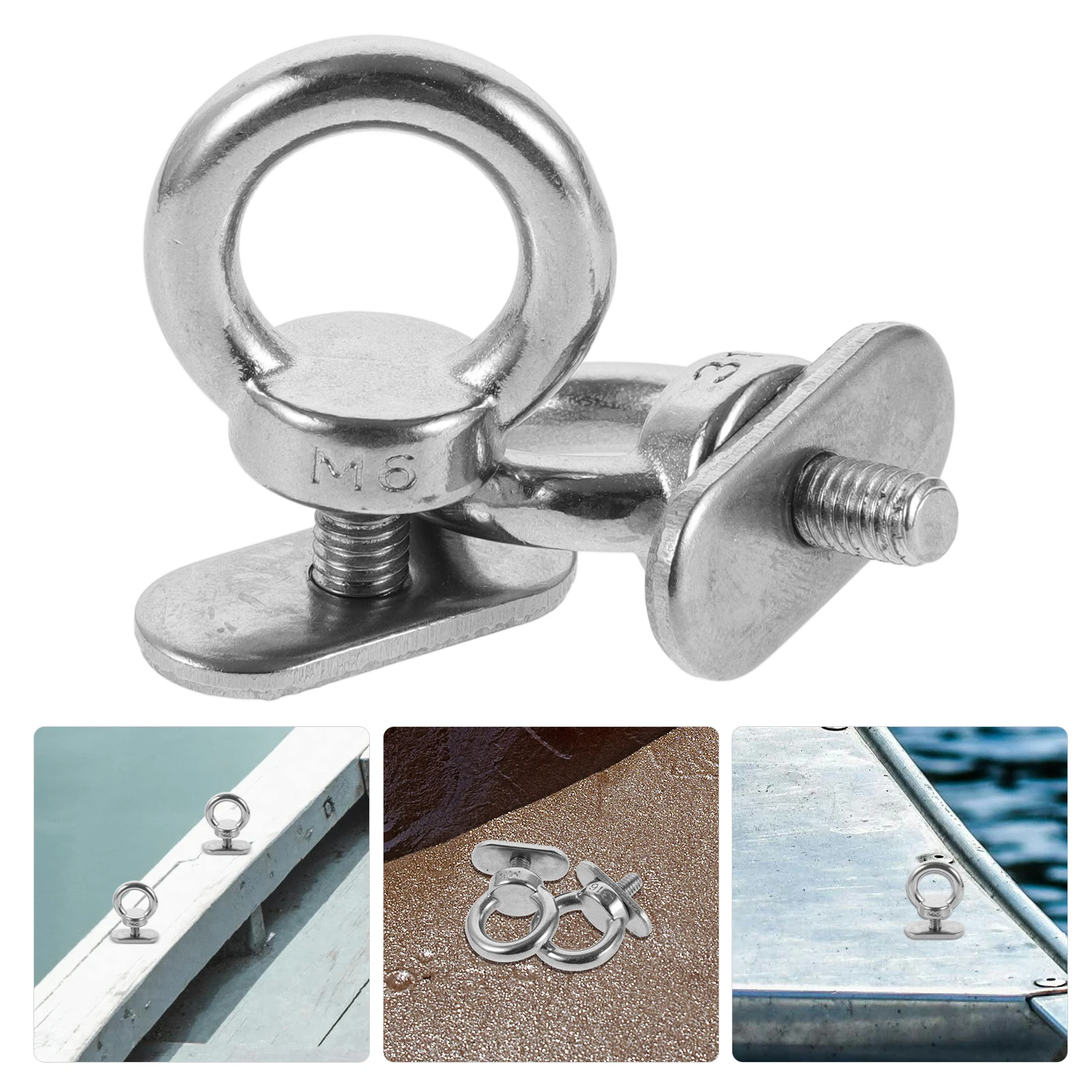 

2pcs StainlessSteel HoistingRing Bolt Silver KayakTrack Mount Accessories TieDowns Marine Durability
