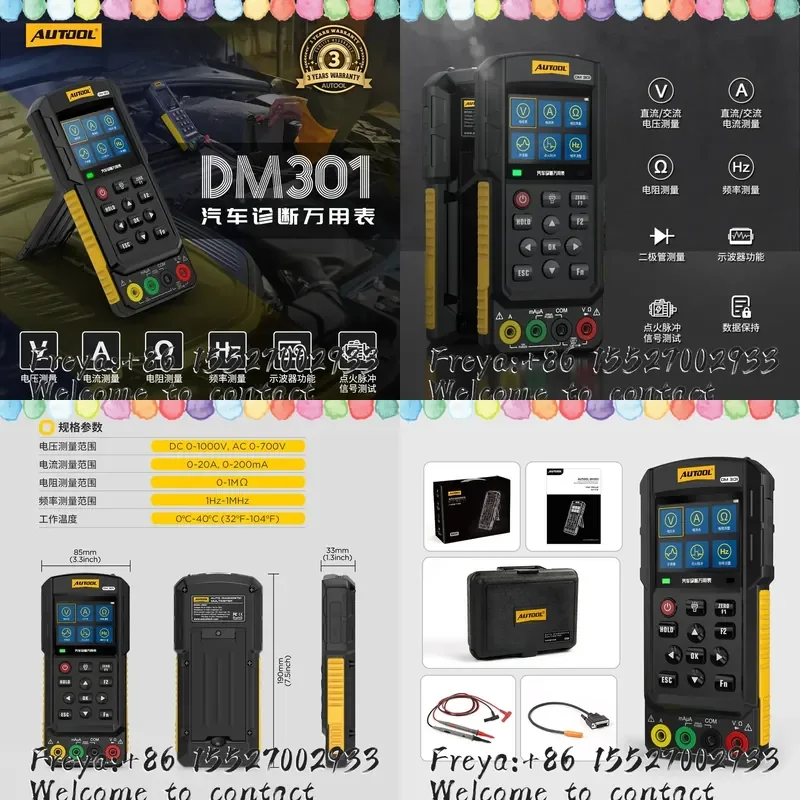 DM301 Automotive Diagnostic Multimeter Oscilloscope Analog Signal Frequency Line Detector Test Pen