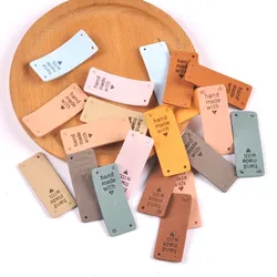 20Pcs 2x5cm PU Cloth Handmade With Love Embossed Tags DIY Flag Label For Garment Sewing Accessories cp3430