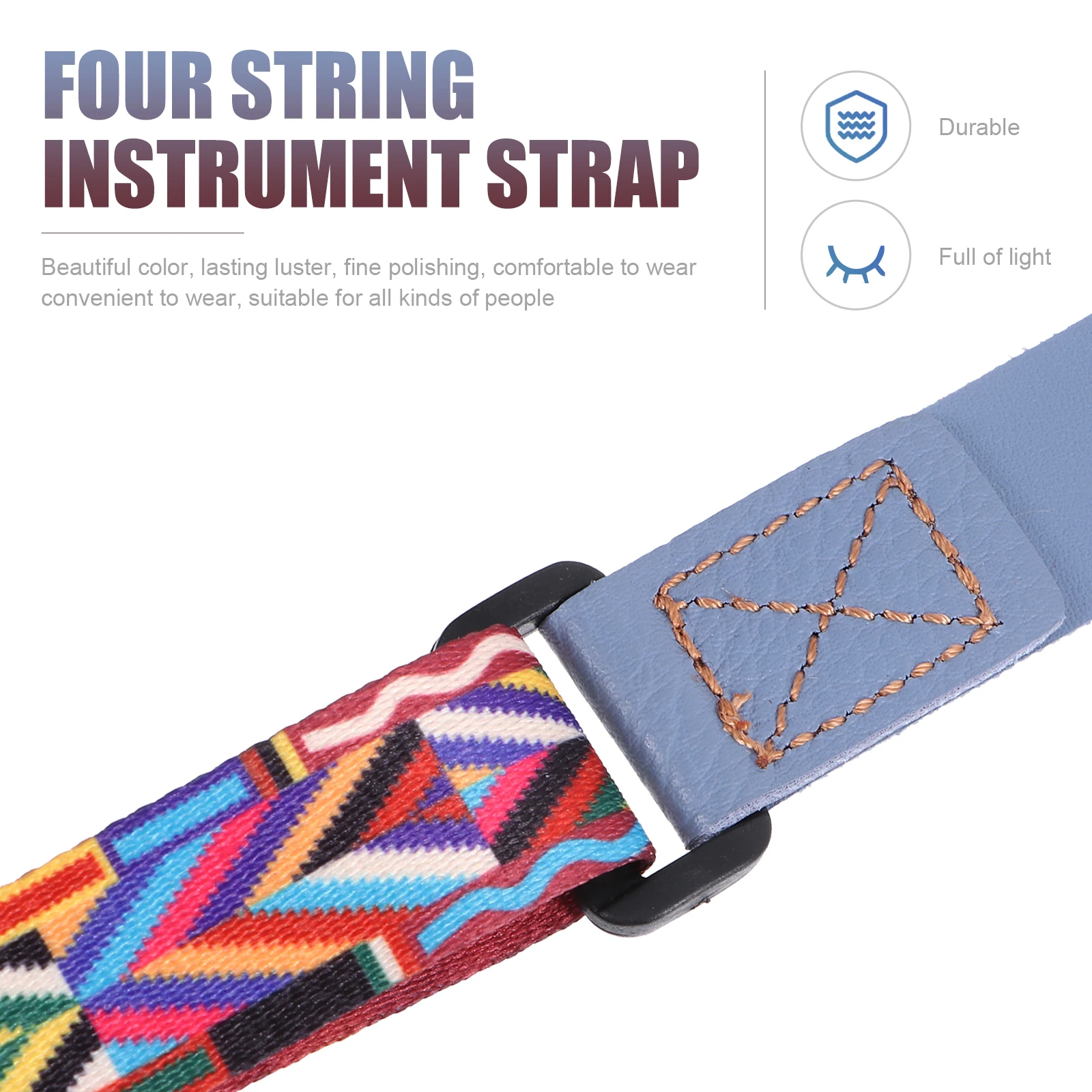 

Ukulele Adjustable PU Adjustable Ukulele Belt Guitar Belt No Drill Double Hook for Musicians Replacement Accessory