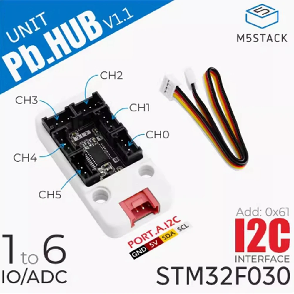 M5Stack PbHUBV1.1 I/O HUB 1 string of 6 mini expansion modules STM32F030