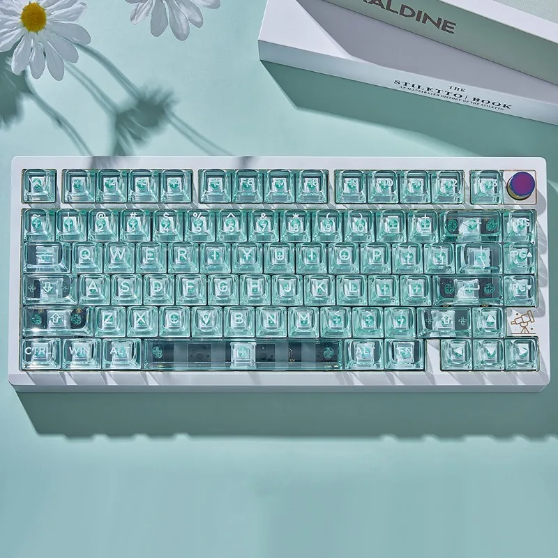 

Янтарный набор колпачков для клавиш, индивидуальный ПК Doubleshot, прозрачный профиль OSA, полный набор колпачков для клавиатуры для аксессуаров для механической клавиатуры