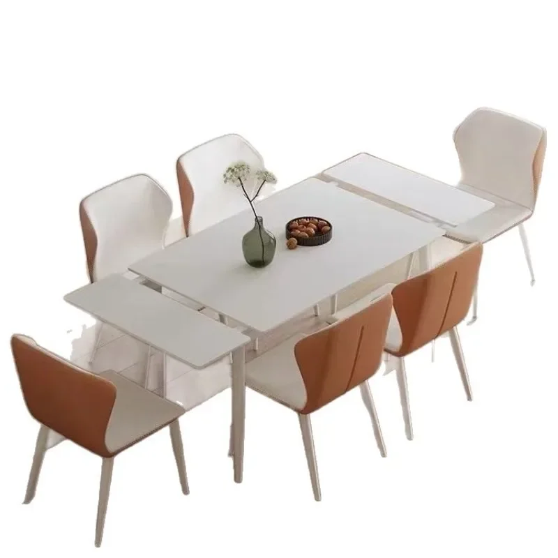 Cream wind rock slab dining table retractable folding  light luxury simple household small apartment multi-functional stretching