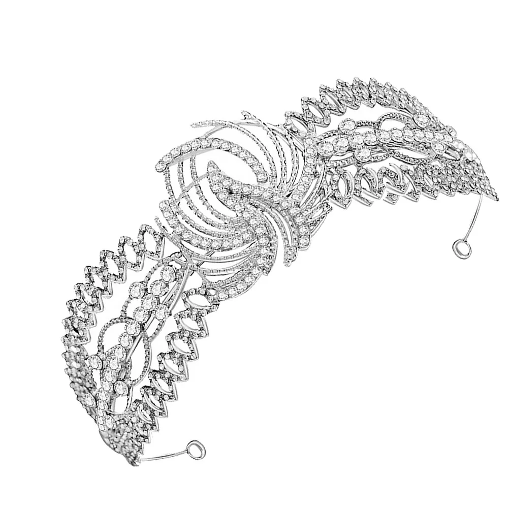 

Tiara Headwear Headband Bridal Crowns Alloy Crystal Hair Silver Wedding Headpiece Rhinestone Tiaras Bride