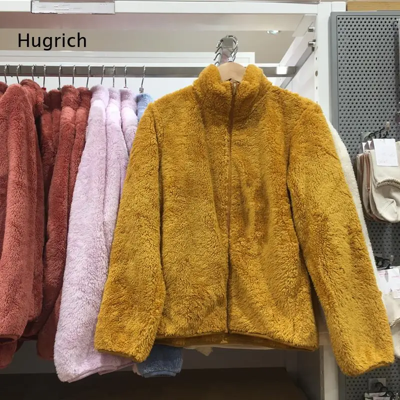 Women's Stand Collar Fleece Jacket Long Sleeve Zip-Up Warm Outerwear Soft Plush Casual Coat for Autumn Winter Layering
