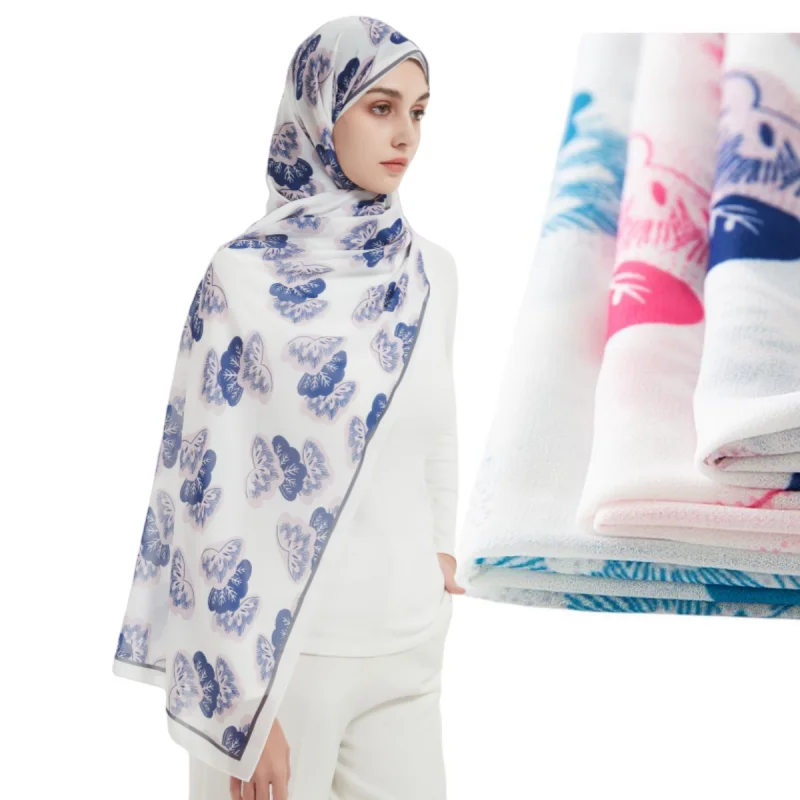 

Fashion Vintage Flower Petal Print Chiffon Hijab Scarf Women Islamic Muslim Scarves Wraps Lady Echarpe Breathable Foulard Hijabs