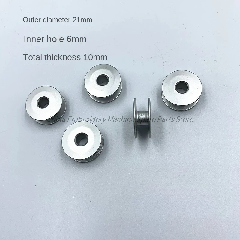 100PCS Toyo 1.0 Times Aluminum Bobbin Core White Bevel Outer Diameter 21mm Inner Hole 6mm Height 10mm Computer Embroidery