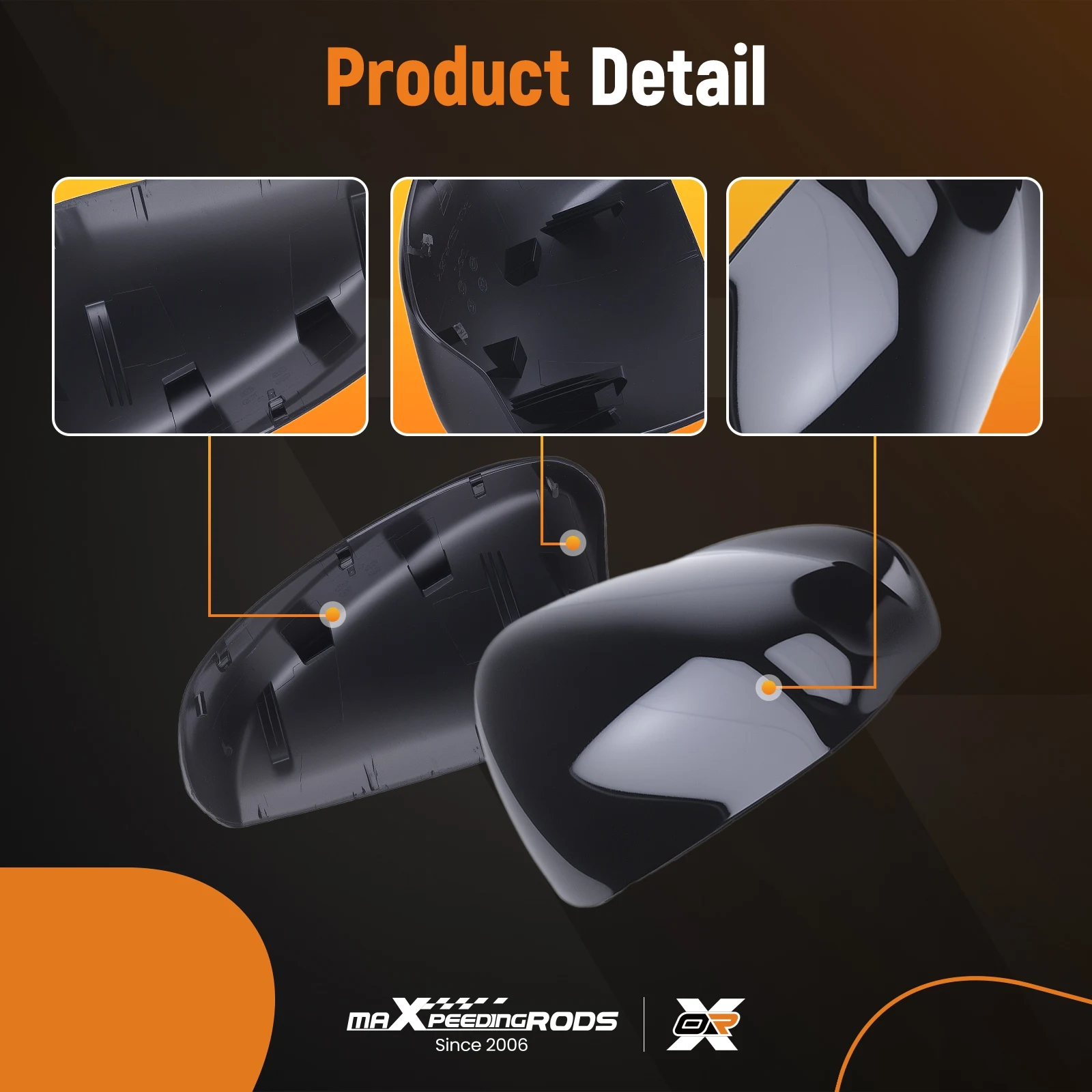 

Side Mirror Cover Caps Kit for Honda Accord 2008-2013 Black ABS Front Left Right