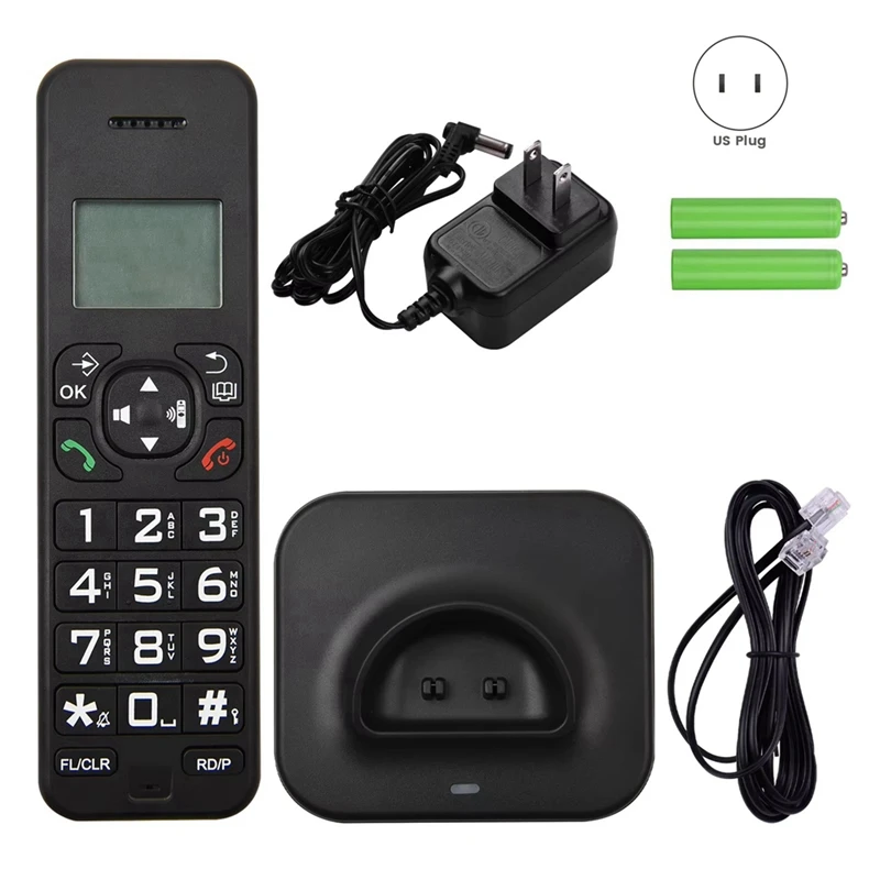 D1102B Cordless Phone Caller ID/Call Waiting 1.6 Inch Backlight LCD 3 Line Screen Display 16 Languages US PLUG