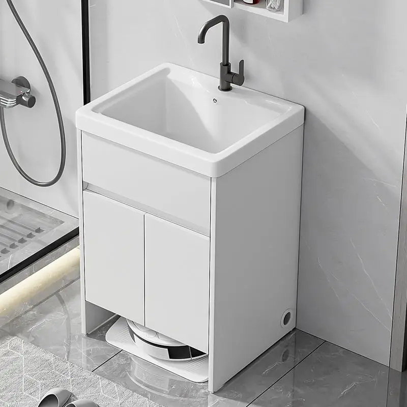 Sweeping robot balcony laundry cabinet ceramic integrated basin bathroom cabinet honeycomb aluminum floor sink basin cabinet lig