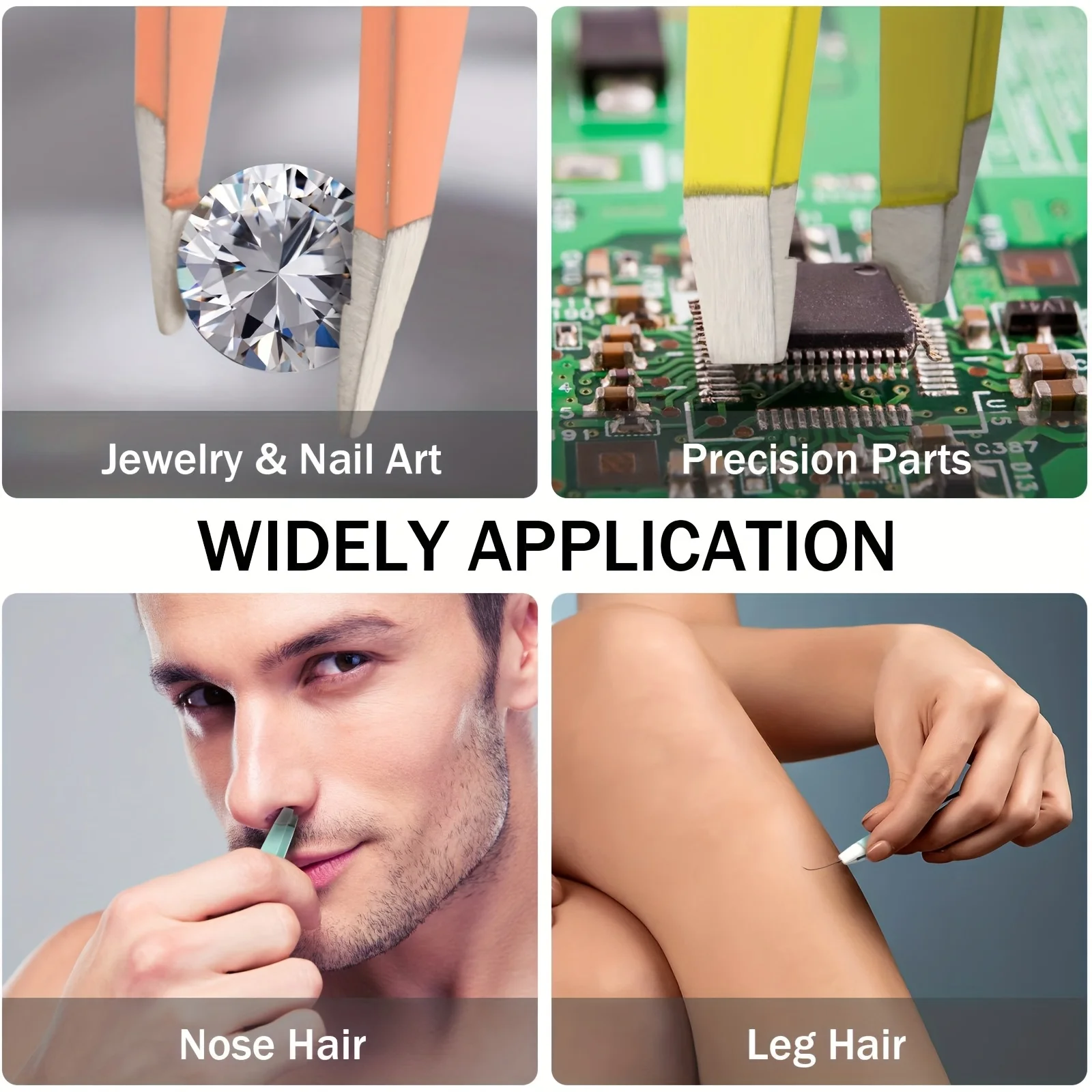 Conjunto de pinças de sobrancelha femininas, 6 peças, ferramentas de precisão de aço inoxidável com escova de cílios e tesoura curvada, kit de remoção de pelos faciais