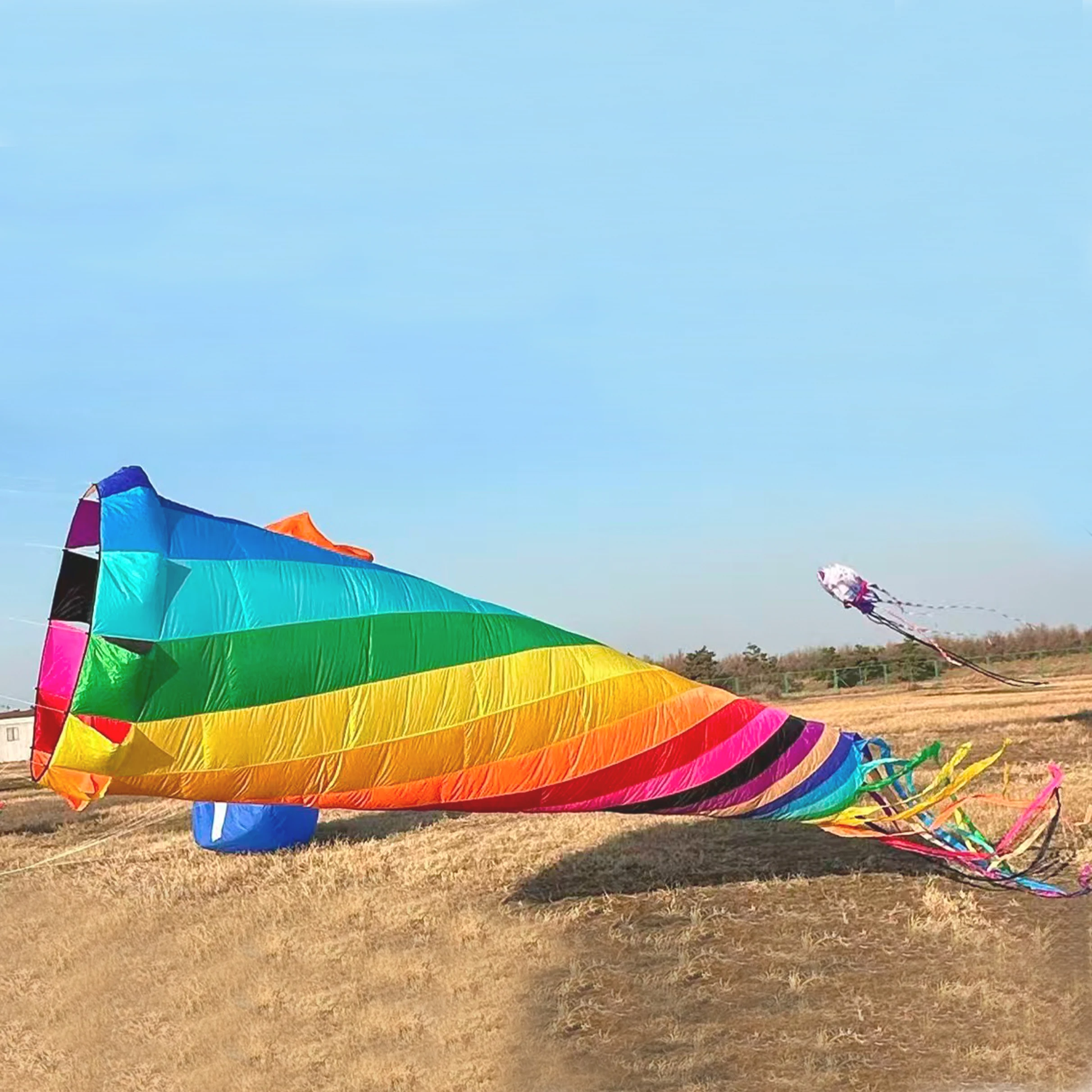 Cometa giratoria de 9KM y 8m con forma de súper turbina, diámetro de 1,5 m, cometa profesional grande inflable suave con bolsa
