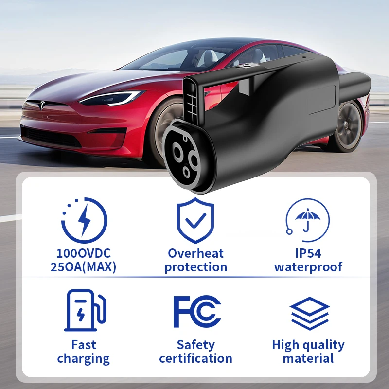GBT to NACS DC Fast Charging Adapter 1000V 250A 250kW GB/T to Tesla NACS Converter for Model 3/Y/S/X Cybertruck, EV Charger