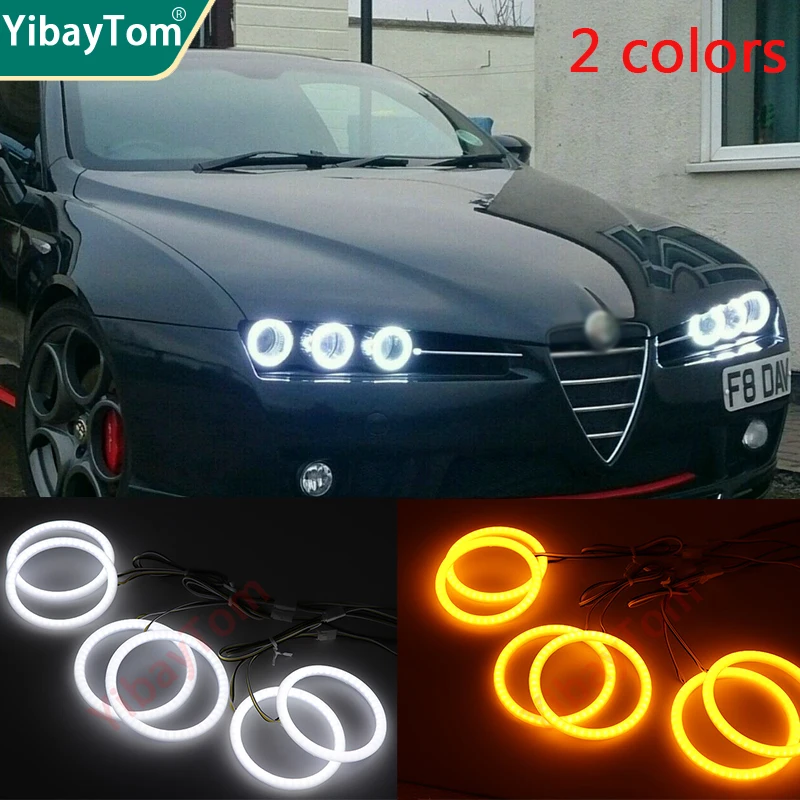 6 sztuk Super jasna, trwała gwarancja SMD Cotton Light Switchback LED Angel Eye Ring DRL Trim Kit dla Alfa Romeo 159 2005-2011