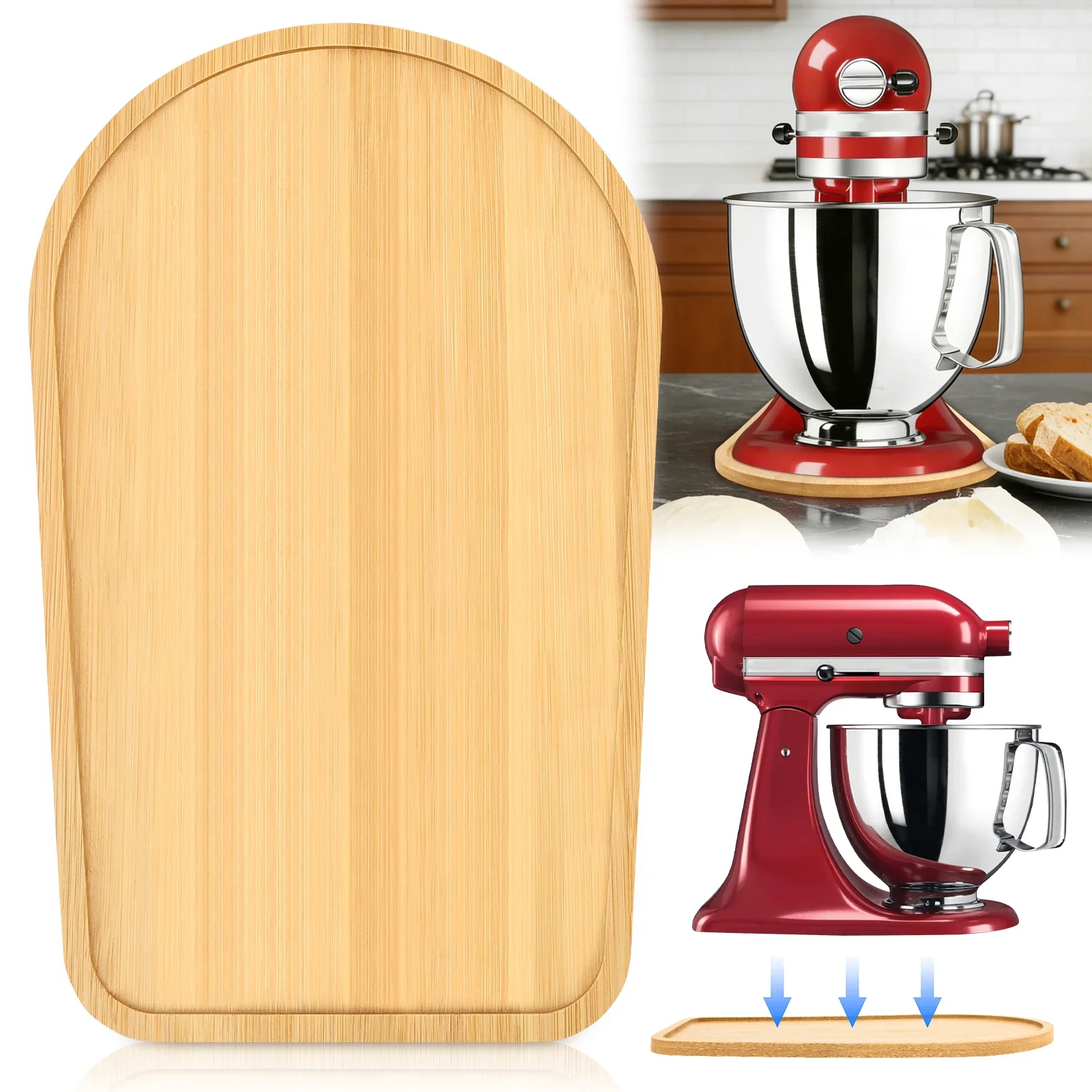 Bamboo Sliding Board for 4.3L - 4.8L Sliding Pad for Food Processor Mixer Moving Board for Kitchen Accessory Mover Slider Mat