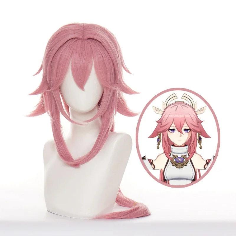 

Genshin Impact Yae Miko Cosplay Wig Women Long Pink Wig Cosplay Anime Cosplay Wigs Heat Resistant Synthetic Wigs Halloween Wig