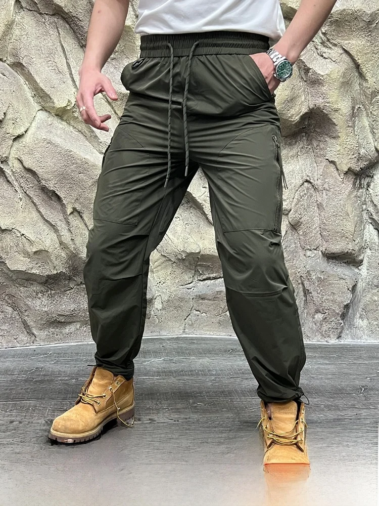 

Outdoor Men's Casual Pants Knee 3D Tailoring Thin Waterproof Qui Dry Breathable Workwear Spring Summer Straight Leg Pants
