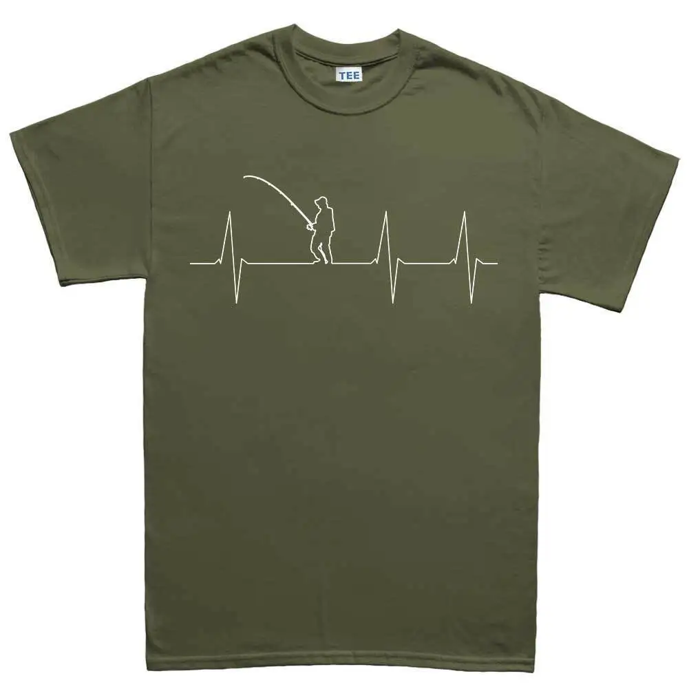 Men Fishing Heartbeat Fisherman Bait Carp Bass T shirt - Fishing Shirts Gift