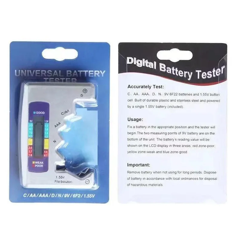 2pcs BT 886 Digital Battery Tester Voltage Capacity Checker for AA AAA C D 9V 12V Car Battery Analyzer Meter