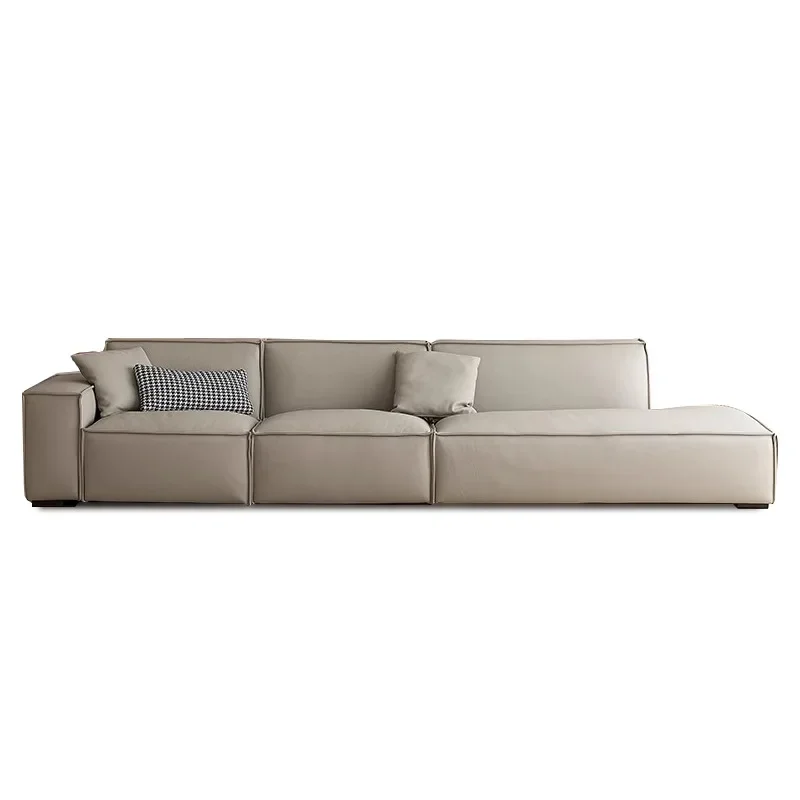 Italian minimalist leather sofa modern simple small apartment tofu block sofa living room household square leather art sofa