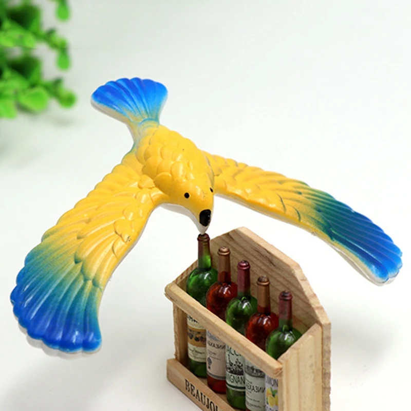 3X Magic Balancing Bird Science Desk Toy Balancing Eagle Novelty Fun With Pyramid Stand,Random Color