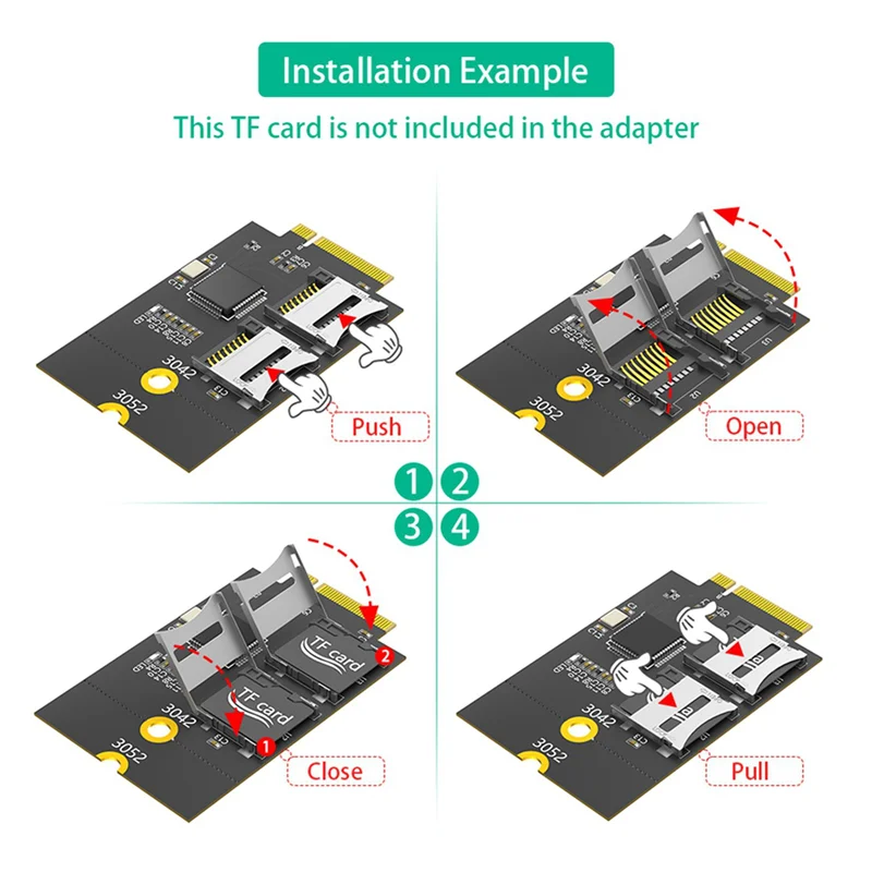

2 двойных карт Micro-SD, адаптер-адаптер для считывателя NGFF M.2 Key B (поддержит USB-шинну, а не шину SATA)