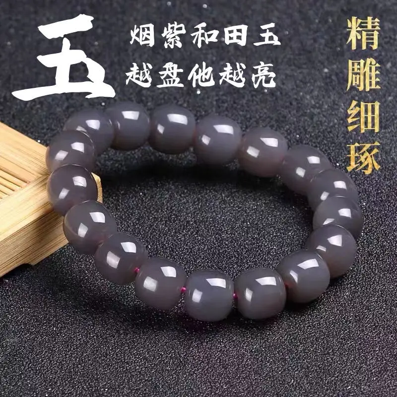 新疆アッシュ翡翠-yanzi-hetian-翡翠ブレスレット織り-diy-天然-hetian-翡翠バレルビーズハンドストリング男性と女性のファインジュエリー