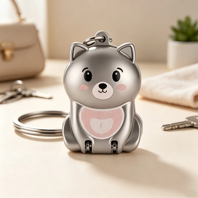 Cute Silver Dog Shaped Folding Nail Clipper Portable Keychain Pendant Mini Nail Cutter Compact Manicure Tool Novelty Small Gift