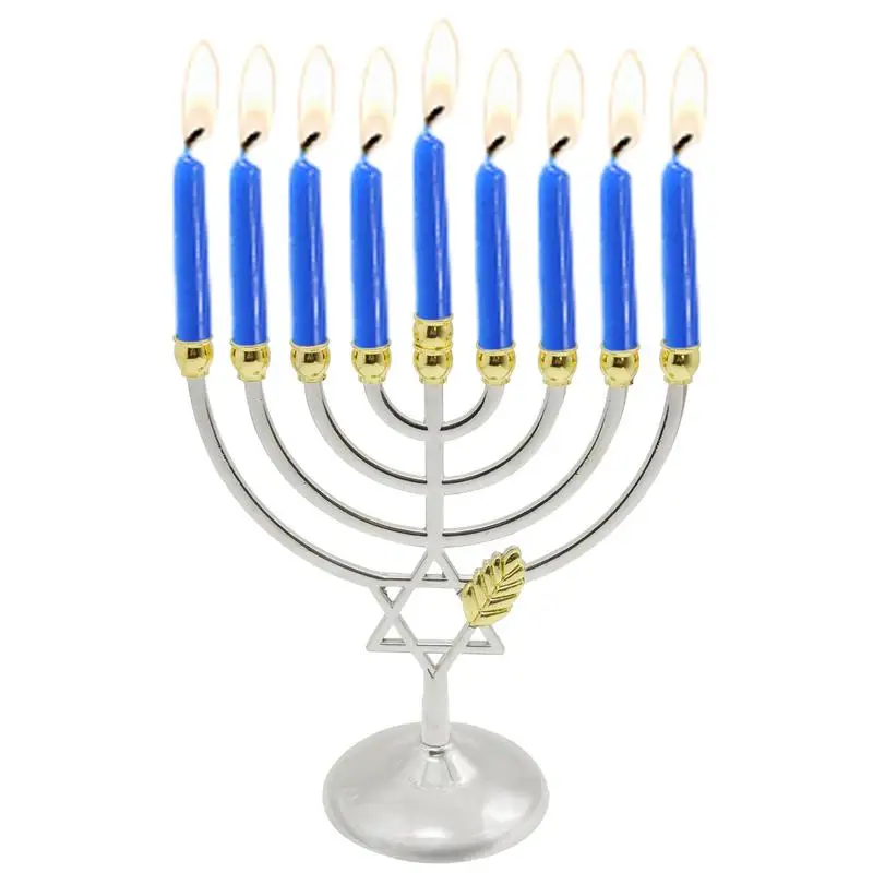 Hanukkah Menorah Candle Holder 9Candle Hold Classic Vintage Geometric Candlestick Stand Home Decoration Candle Holder For Events