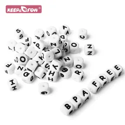 Collier de dentition en Silicone sans BPA pour bébé, perles à mâcher avec lettres de l'alphabet anglais de 12mm, 500 pièces