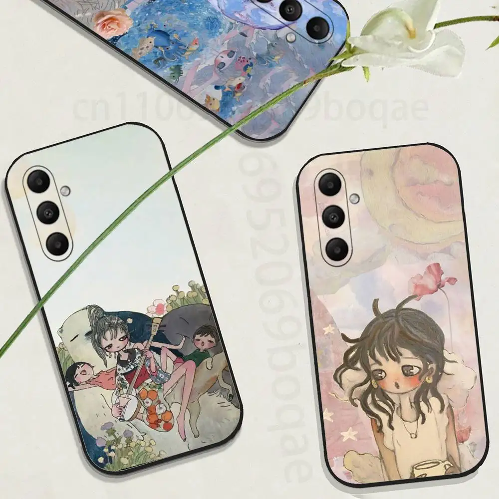 

Aya T-Takano Girl Art Phone Case For Samsung GalaxyA73,23,53,33,24,72,22,52,32,54,A34 Soft Black Shell