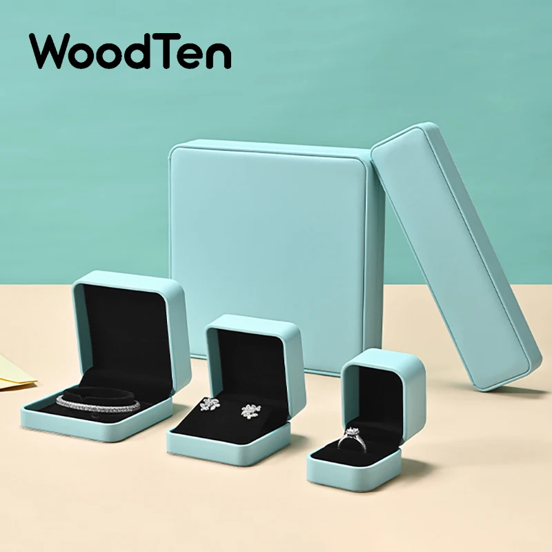 WoodTen New Jewelry Organizer Box for Ring Earring Pendant Necklace Bracelet Storage Leather Gift Box Packaging Customizable