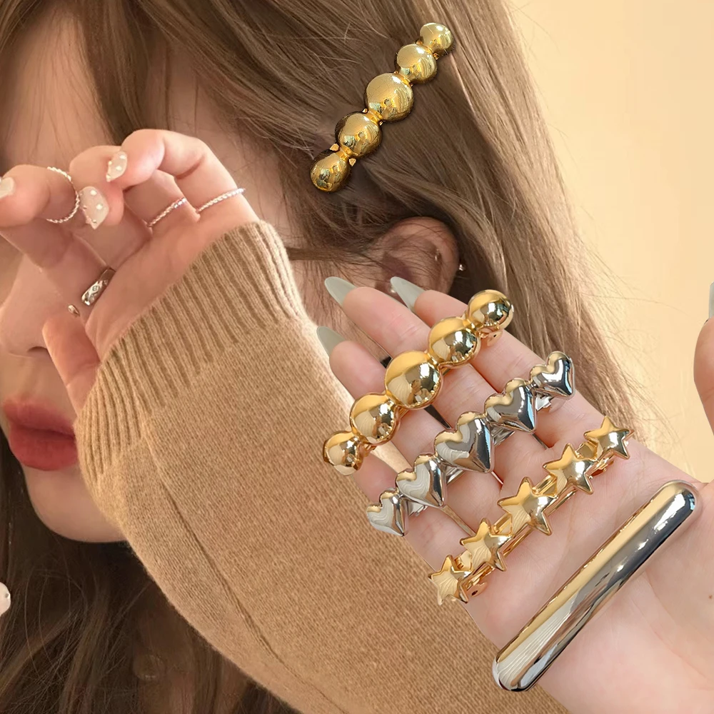 2024 INS Fashion Geometric Gold Silver Color Metal Spring Hair Clips for Girls Jewelry Hair Pins Women Hair Tools Accessories image 3