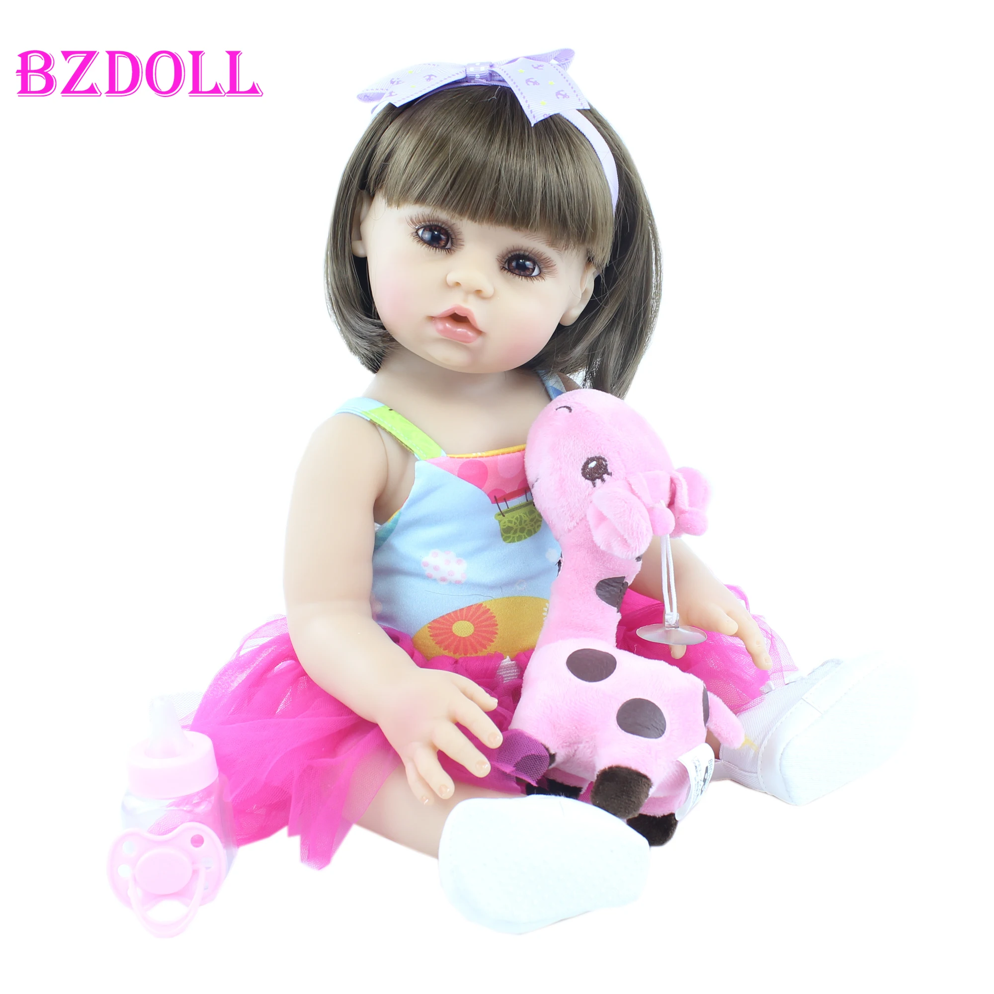 

48cm Full Silicone Reborn Baby Doll 19inch Newborn Toys For Girl Soft Vinyl Body Princess Babies Birthday Gift Kids Bathe Toy