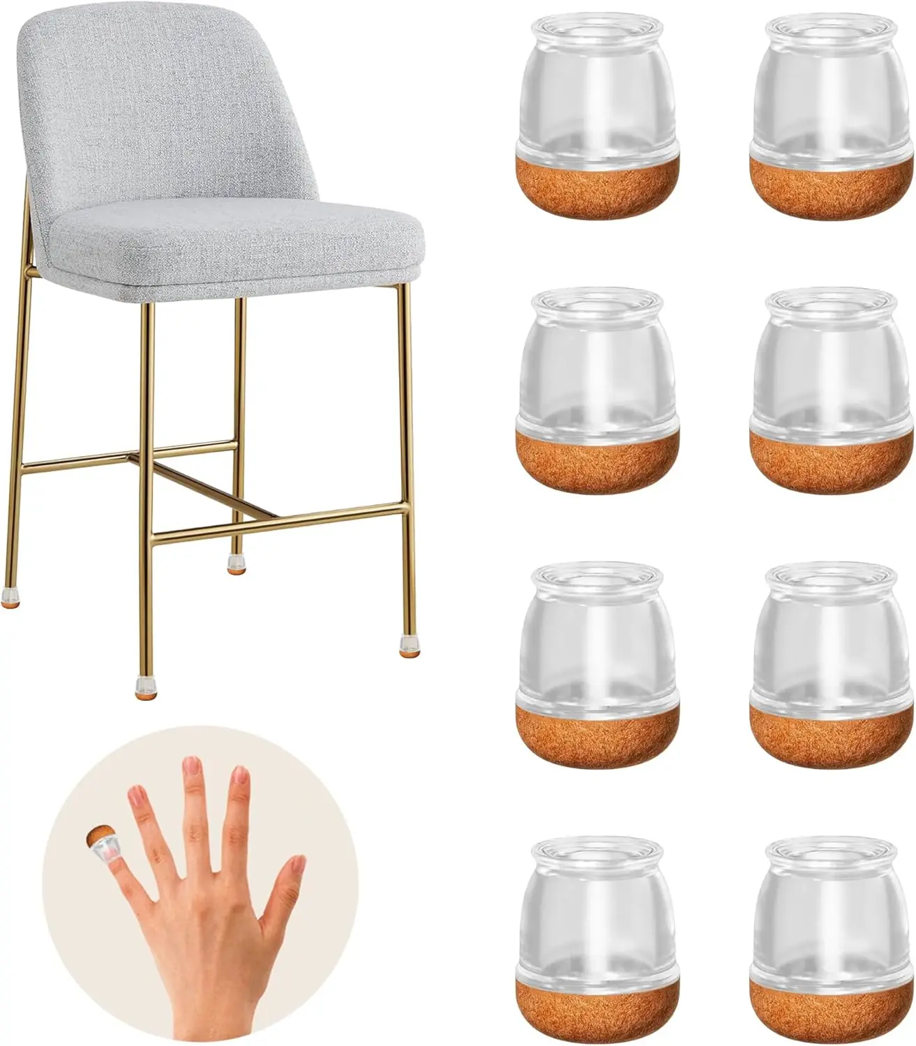 16PCS Small Round Chair Leg Floor Protectors Foot Cover Diagonal Silicone Furniture Table Feet Clear for Hardwood