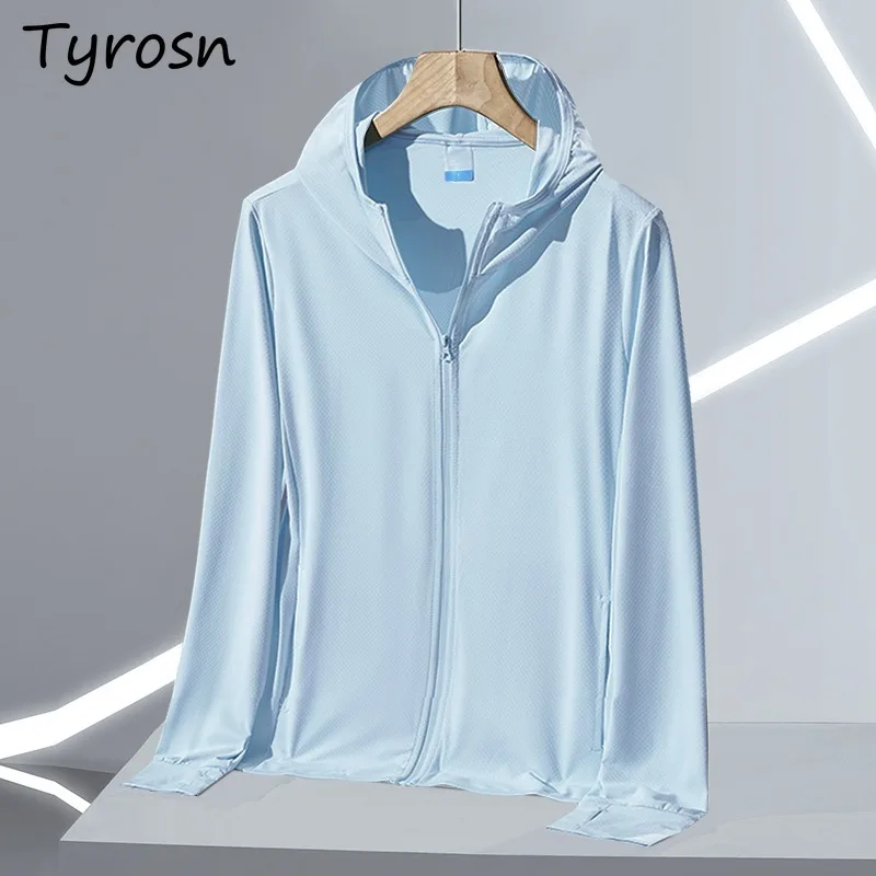 Long Sleeve Jackets Women Zipper Summer Sun Protection Thin Breathable Hooded Tops Casual Cozy Trendy Loose Couple Oversized 3XL