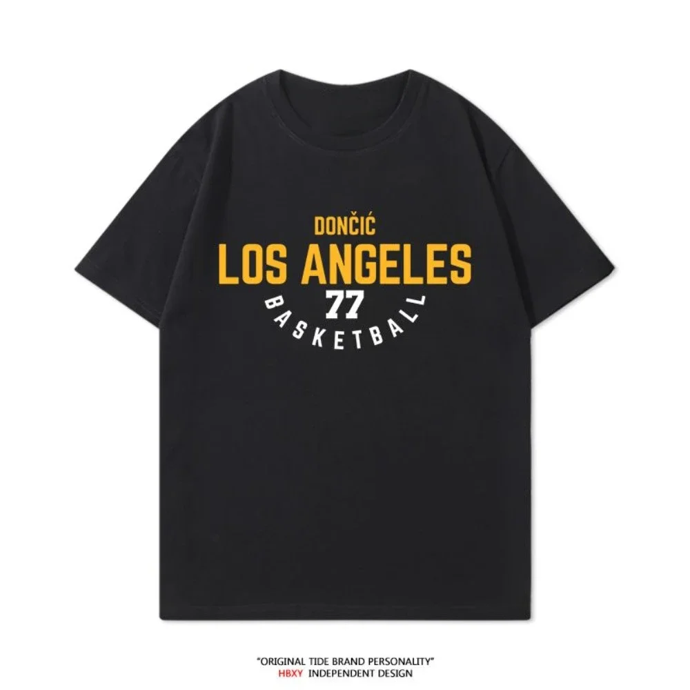 2025 الصيف لوس انجليس ليكرز Doncic جيمس كرة السلة تي شيرت الرياضة قصيرة الأكمام نصف كم الرجال قمة الموضة غير رسمية