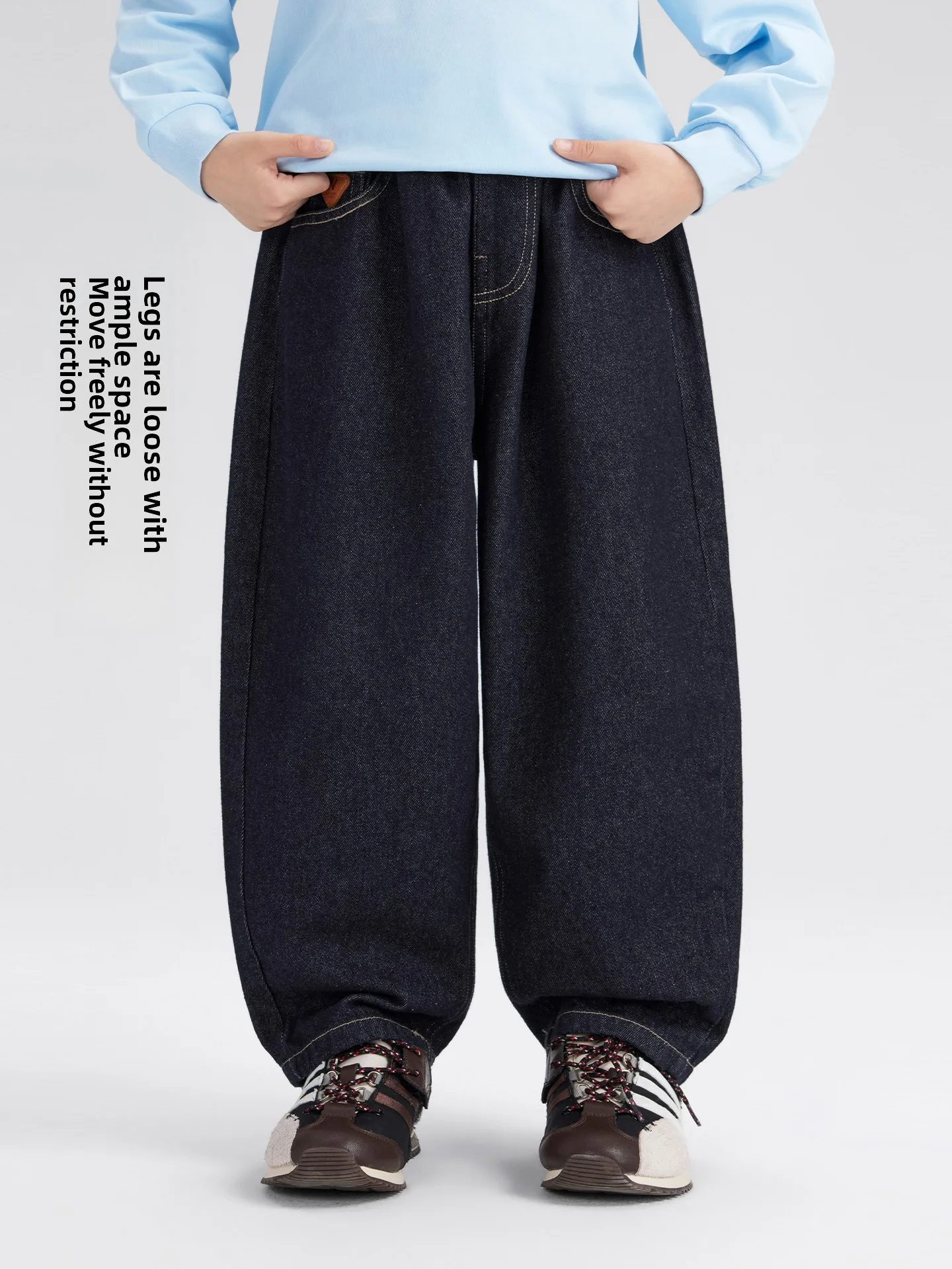 Autumn New Arrival Kids Jeans Boy's Wide Leg Pants Colorfast Long Trousers Retro Style Children's Clothing Brand Paicheng